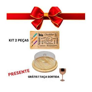 Imagem de OFERTA KIT 2pçs KIT Frios de Madeira Natural e Boleira com tampa GRÁTI