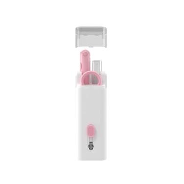 Imagem de Escova Limpeza 7 Em 1 Macia Cor Rosa Multifuncional Teclado Fone de Ouvido Celular Pano De Fibra Removedor de Teclas