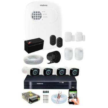Imagem de Kit Alarme 4 Sensor via app E Kit 4 Camera de Segurança Infravermelho 
