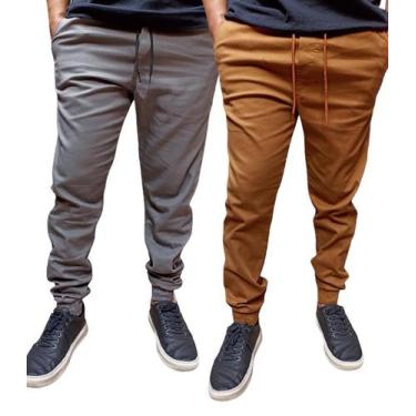 Imagem de Kit 2 calças jogger masculino sarja e jeans com elastano produto a pro