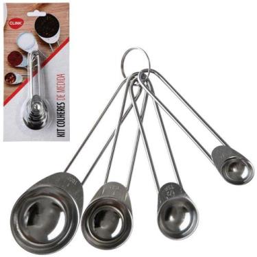 Imagem de Conjunto colher colheres inox medidoras cozinha bolo 4 peças medida - 