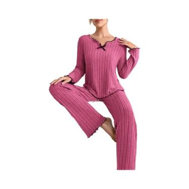 Imagem de Conjunto De Pijamas De Inverno Quente Para Mulheres, Com Camisa De Man