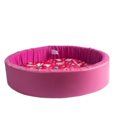 Imagem de Cama Caminha Pet Redonda Fundo impermeável com Almofada removível Fácil lavagem para cães e gatos(M,Rosa/Estampa variadas)