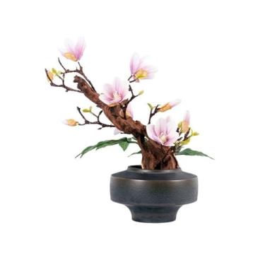 Imagem de CFGH6FDF Festa exclusiva simulação bonsai arranjo vegetação flores falsas vaso de flores cerâmica casa hotel decorações suaves jardim