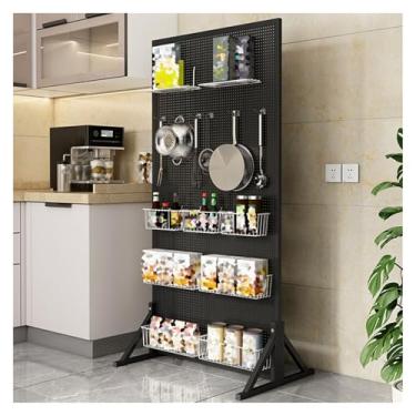 Imagem de Painéis duplos de metal, organizador de piso para soluções versáteis de armazenamento em casa, escritório, cozinha e oficina - Sistema de armazenamento móvel com rodas