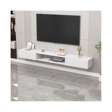 Imagem de CFGH6FDF Suporte de TV flutuante montado na parede, centro de entretenimento, console de mídia de TV, prateleiras flutuantes com porta, armário de TV flutuante unidade de parede de mídia