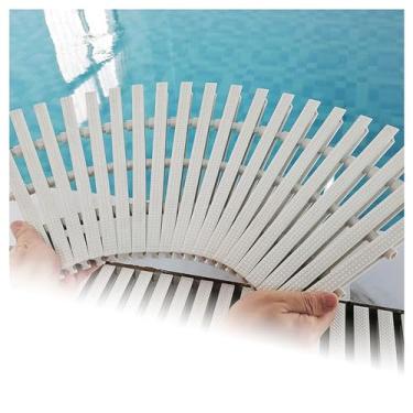 Imagem de Tapete de grade de drenagem de piscina de PVC - Grade de transbordamento emendável para drenagem de água interna e externa, 30 x 100 cm, 4 peças, sistema de grade de calha de plástico durável