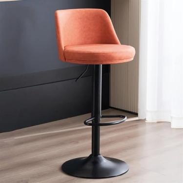 Imagem de Banquetas de bar de couro PU com altura para balcão, banquetas modernas de café da manhã sem braços com apoio para os pés, cadeiras de bar giratórias ajustáveis em altura - Banqueta de ilha de cozinha