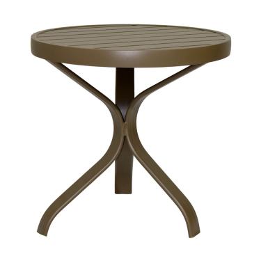 Imagem de Mesa Lateral Redonda Alumínio Marrom Piscina Jardim 50cm