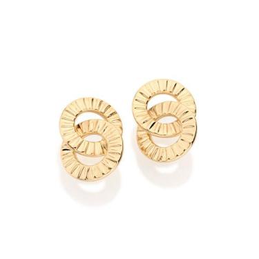 Imagem de Brinco Rommanel Com Círculos Trabalhados Entrelaçados 524310 Cor:Doura