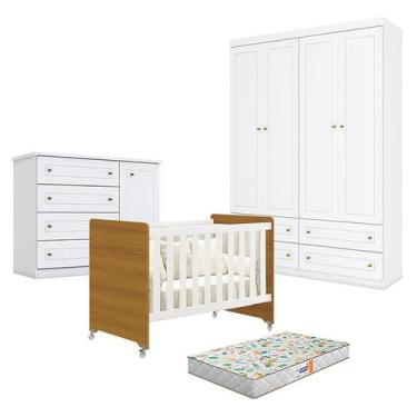 Imagem de Quarto de Bebê Americano 4 Portas com Berço Americano Evolution 4 em 1