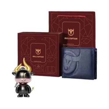Imagem de Carteira Masculina RFID BULLCAPTAIN Em Couro Genuíno Com Grande Logoti