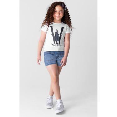 Imagem de Blusa Wandinha infantil menina em malha Brandili Branco-Feminino