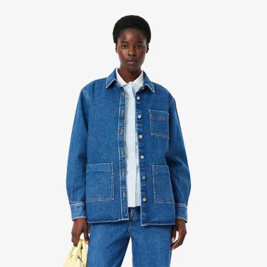 Imagem de Camisa Overshirt em Denim Oversized Lacoste Feminina-Feminino
