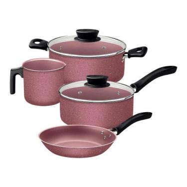 Imagem de Jogo De Panelas 4 Peças Linz Cores Antiaderente Tramontina Rosa