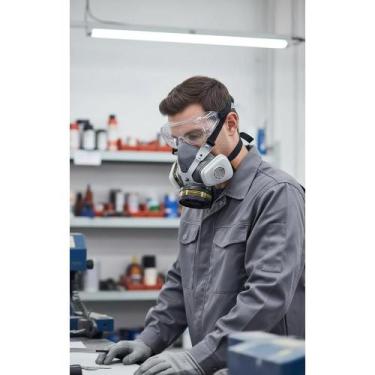 Imagem de Máscara Respirador C/ Filtro Gases e Óculos Proteção Profiss - Congrat