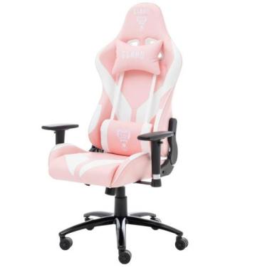 Imagem de Cadeira Gamer Rosa Giratória Profissional MOUNT Com Rodinhas e Ajuste 