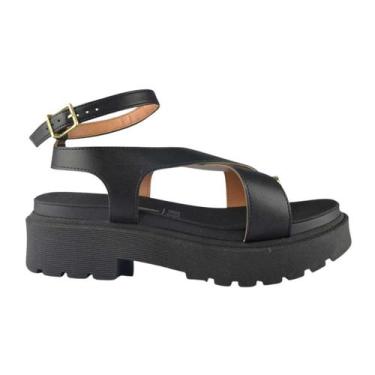Imagem de Sandália Plataforma Tratorada Feminino Vizzano 6499.122 Preto, Preto, 