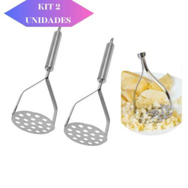 Imagem de KIT 2 Amassador Batatas Espremedor Manual Legumes Multiuso Aço Inox  C