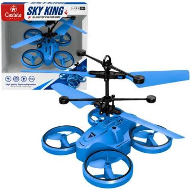 Imagem de Mini Drone Voador Azul Recarregável C/ Sensor de Movimento - Castela -