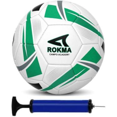 Imagem de Bola Campo Rokma Academy Oficial Treino Jogo + Bomba de Ar, Verde