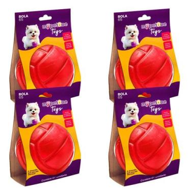Imagem de 4 Brinquedo Bola Lisa TR 65 Mypetone - Vermelha