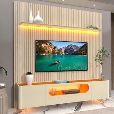 Imagem de Rack com Painel Ripado para TV até 90 Polegadas 100% MDF com LED 224CM