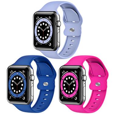 Imagem de Pulseiras de atualização compatíveis com pulseira de relógio Apple Watch 38 mm 40 mm para mulheres e homens, pacote com 3 pulseiras esportivas de silicone macio para iWatch SE Series 6, 5, 4, 3, 2, 1 pulseira smartwatch