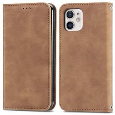 Imagem de GSYH Capa carteira para iPhone 13 Pro Max/13 Pro/13, Capa flip de couro PU com compartimento para cartão Fecho magnético e proteção de câmera Capas protetoras TPU, Marrom, 13pro 15,1 cm