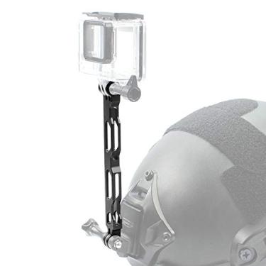 Imagem de Suporte de capacete de liga de alumínio para braço de haste de metal para GoPro Hero 4 5 6 7 8 9 Black Silver Session, AKASO/Campark/YI e outras câmeras