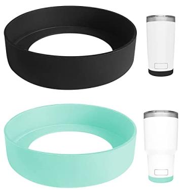 Imagem de 2 peças de capa de bota mais segura para copo YETI 850 g 590 g - proteção de silicone e menos ruído para caneca de café Yeti 590 ml - Seafoam & Black