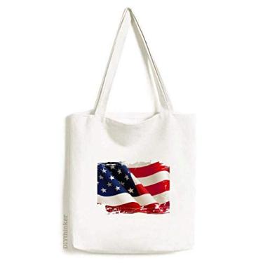 Imagem de Bolsa de lona de lona com estampa de estrelas e listras Air Brushing, Sacola Feminina