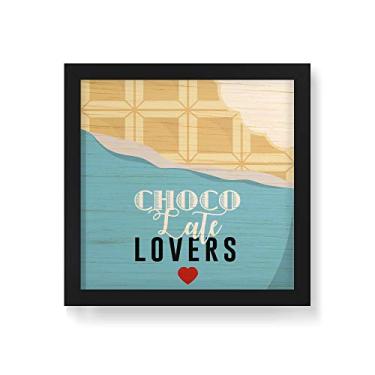 Imagem de Arte Maníacos Quadro Decorativo em Madeira Choco Lovers Mordido Azul - 30x30cm (Moldura caixa em laca preta)