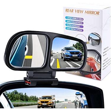 Imagem de YnGia Espelhos de ponto cego para carros, espelhos retrovisores ajustáveis de ponto cego para carro auxiliar universal espelho lateral grande angular de vidro duplo espelho de encaixe para caminhão