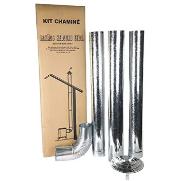 Imagem de Kit Chaminé Em Aço Galvanizado Com 3 Canos 110mm Para Casa Fogão a Lenha Lareira - N° 1 AMZ