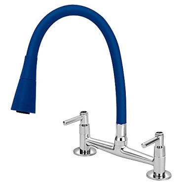 Imagem de Torneira Misturador Cozinha De Mesa Gourmet Duplo Jato 1/4v. Cor:Azul