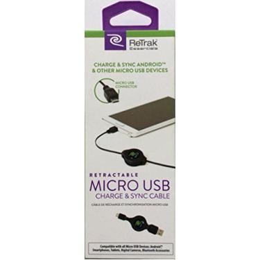 Imagem de Cabo micro USB preto retrátil Emerge Technologies, transferência de dados em até 480 MBPS/SEC, carregamento M ETESM5