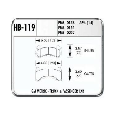 Imagem de Hawk HB119F.594 1982-92 Camaro/Firebird (w/ Standard Brakes) Hawk HPS Front Brake Pads