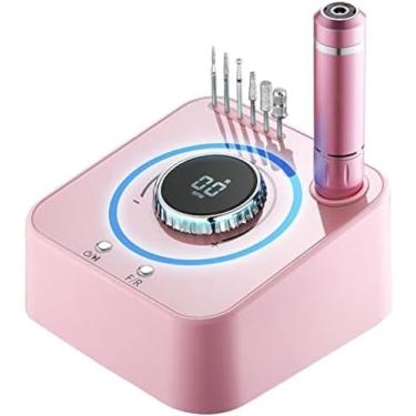 Imagem de Cortador De Unhas Profissional 40000 Rpm, Cortador De Unhas Elétrico Para Unhas De Gel, Lixa De Unhas, Conjunto De Manicure E Pedicure Com Botão De Lâmpada Colorida, 6 Bits E Pedal,Rosa,YUYANAIAI