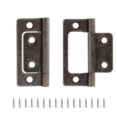 Imagem de Biaungdo 12 peças de dobradiças de porta sem encaixe, 5 cm x 2,3 cm, dobradiças de armário de topo dobrável vintage, ferragens para móveis antigos, dobradiça de porta com parafusos para porta,