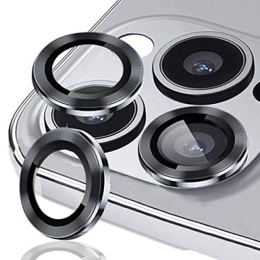 Imagem de TIUYAO Protetor de lente de câmera para iPhone 14 Pro 6,1 polegadas e iPhone 14 Pro Max 6,7 polegadas, protetor de lente de câmera de vidro temperado capa de anel de lente de liga de alumínio adequada para iPhone 14 Pro/iPhone 14 Pro Max (preto)