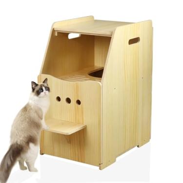 Imagem de Caixa de areia para gatos, caixas de areia para gatos fechadas, móveis de caixa de areia, armário de caixa de areia banheiro de madeira para gatos com ventilação e painéis de areia filtrados, urina à