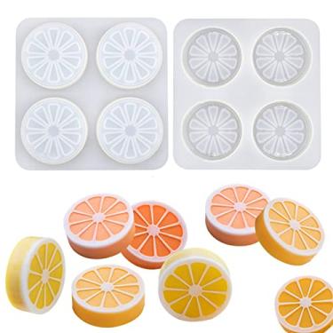 Imagem de DD-life 2 peças, 4 moldes de silicone de fatia de limão cavidade, moldes de silicone fatia laranja para decoração de bolo de sabão feito à mão, faça você mesmo, fondant para fazer doces, pudim de
