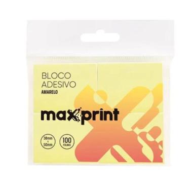Imagem de Bloco Adesivo Maxprint Amarelo Pastel Pequeno 38mm x 50mm 100fls 4UN