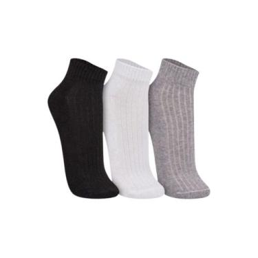 Imagem de Kit Com 3 Pares De Meias Unissex Cano Curto Trifil Algodão, Multicor, 