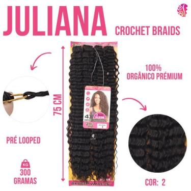 Imagem de Aplique De Cabelo Orgânico Cacheado P/ Crochet Braids 75Cm 300Gr -Juli