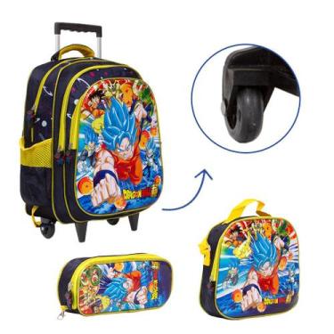Imagem de Kit Mochila Bolsa Escolar Dragon Ball Anime Rodinha Barata - TOYS 2U
