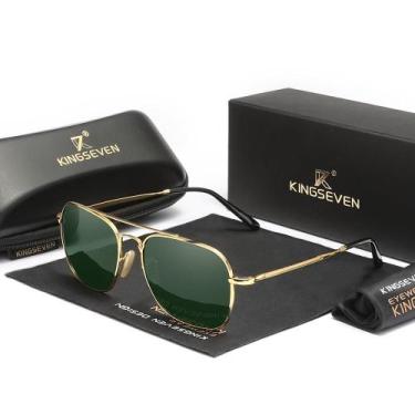 Imagem de Óculos de Moda Polarizados KINGSEVEN - Armação Metálica Estilosa, Dour