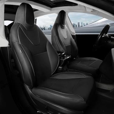 Imagem de FREESOO Tesla Model S Capas de assento 2015 2016 2017 5 assentos desempenho motor duplo 75/75D/70D/70/60/60D/85D/P85D/90D/ P90D/P100D acessórios preto