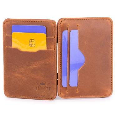 Imagem de Carteira Mágica Porta Cartão em Couro  Cnh Cédulas Envio Imediato Para